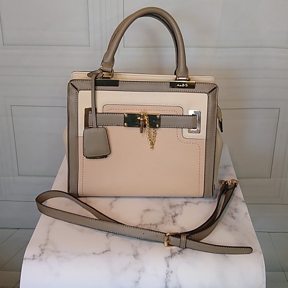 Aldo Handbags - Aldo Pink Taupe & Cream Shoulder Bag